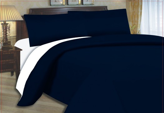 Bed Cover Navy Blue White
